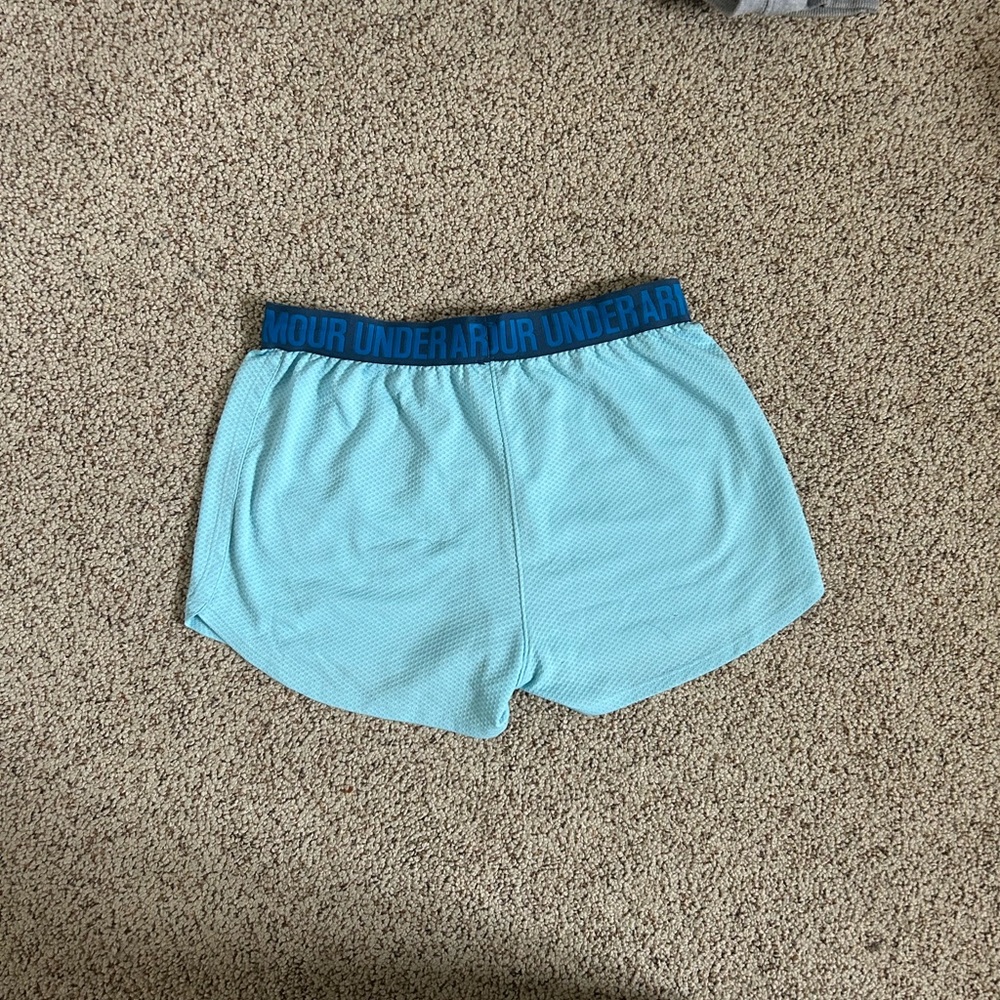 Under Armour workout shorts, light blue, size medium